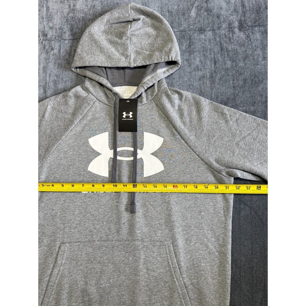 NWT Under Armour Rival Fleece Logo Hoodie Men's Small Gray Long Sleeve Pullover - Picture 3 of 4